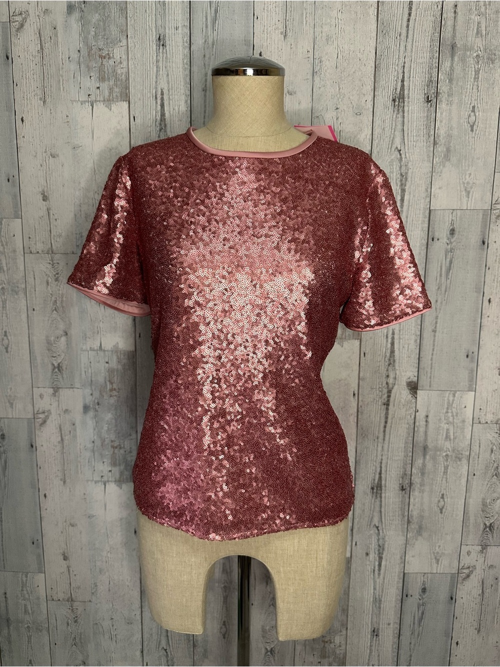 KATE SPADE sequins bow back top in new rose color